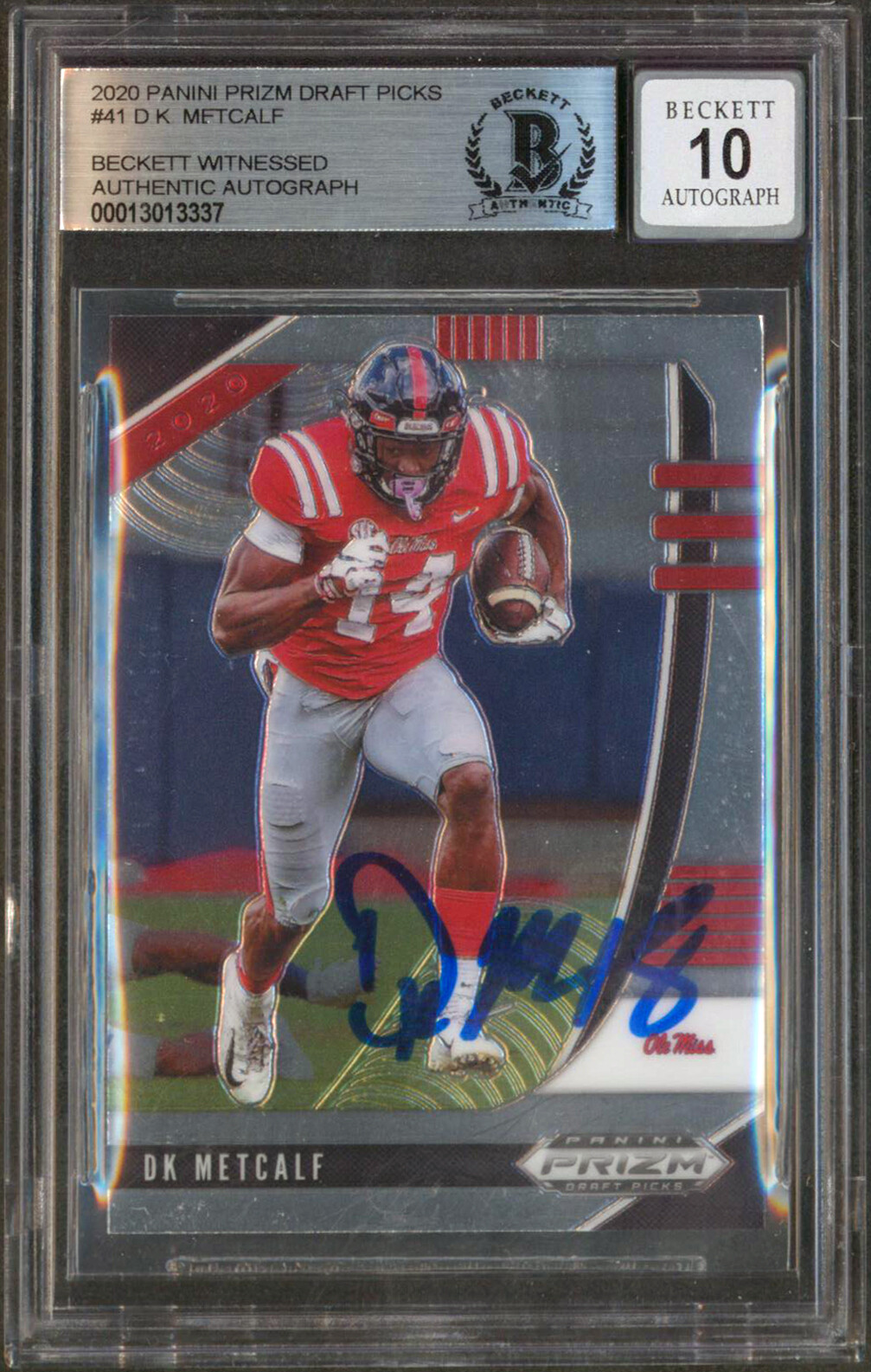 SEAHAWKS DK METCALF SIGNED 2020 PANINI PRIZM DRAFT PICKS 41 RC AUTO 10! BAS SLAB COLLECTIBLE MEMORABILIA