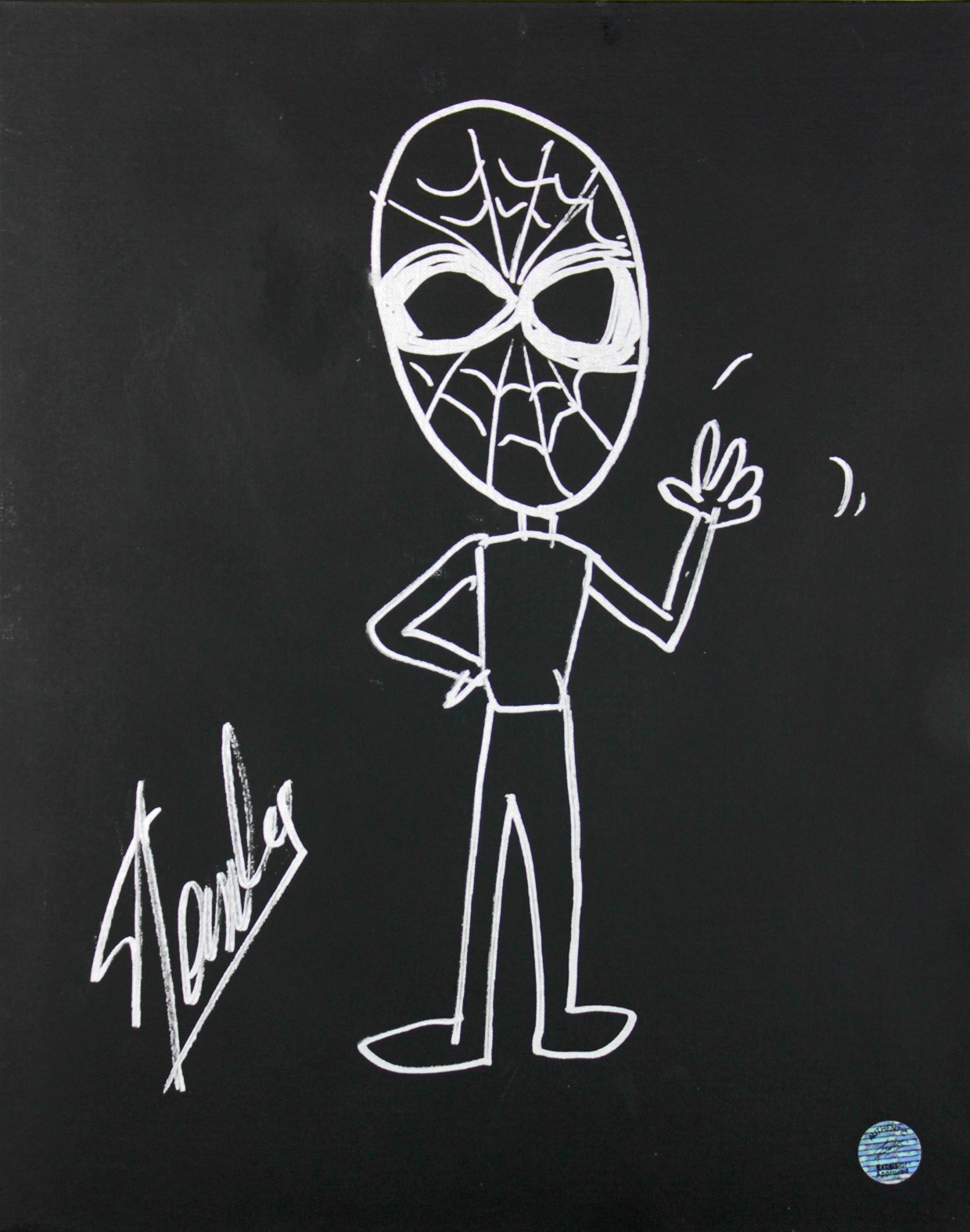 STAN LEE AUTHENTIC SIGNED 16×20 CANVAS W/ SPIDER-MAN SKETCH PSA/DNA #W00383 COLLECTIBLE MEMORABILIA