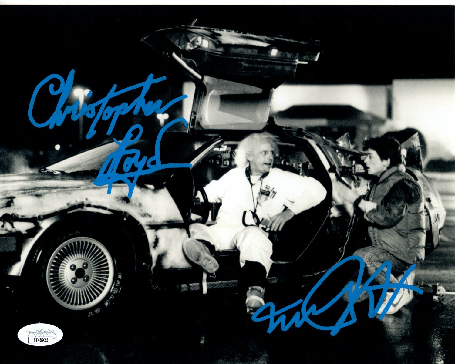 MICHAEL J. FOX CHRISTOPHER LLOYD signed 8x10 BACK TO THE FUTURE photo JSA