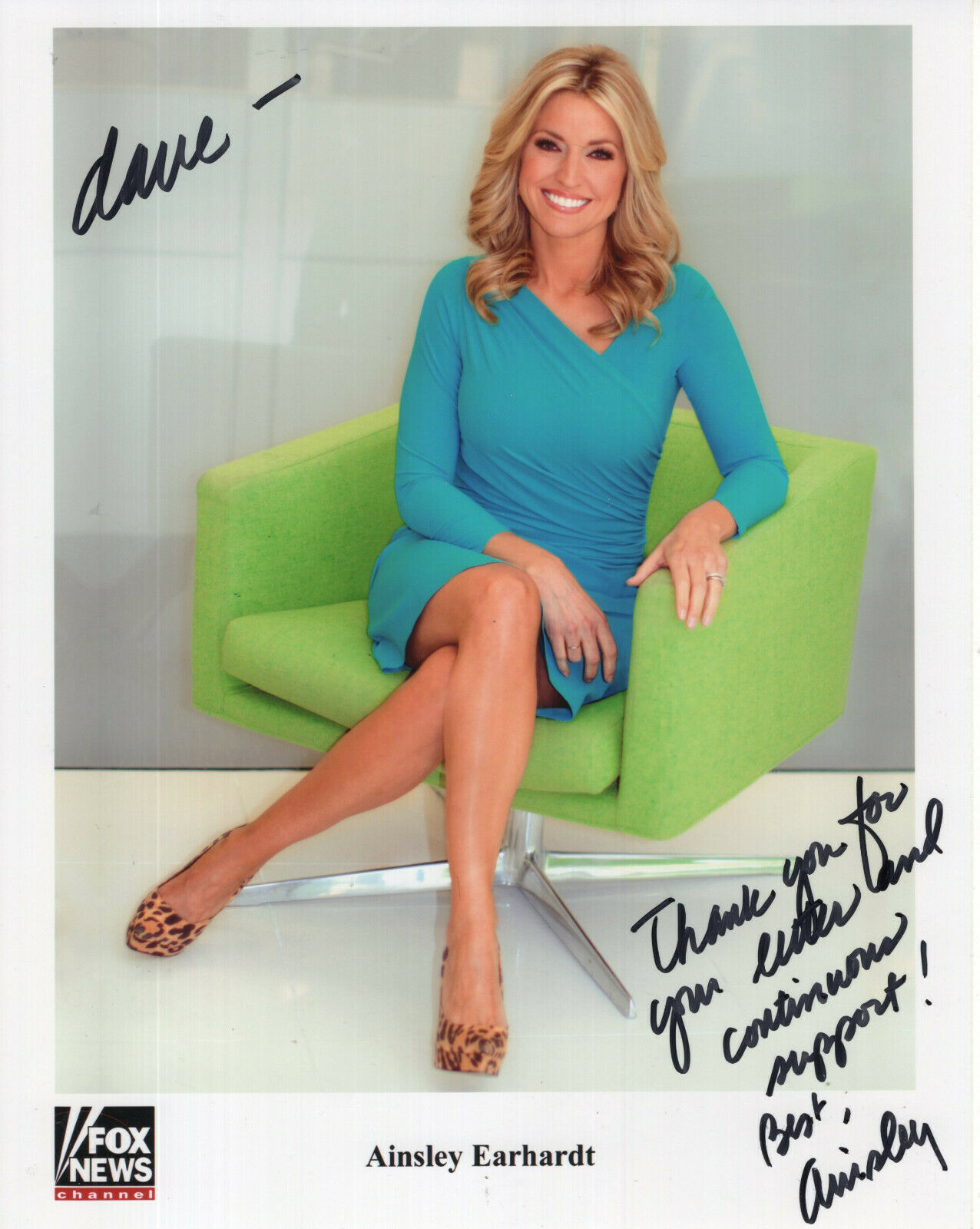 AINSLEY EARHARDT AUTOGRAPHED 8x10 PHOTO+COA GORGEOUS+SEXY FOX NEWS TO ...