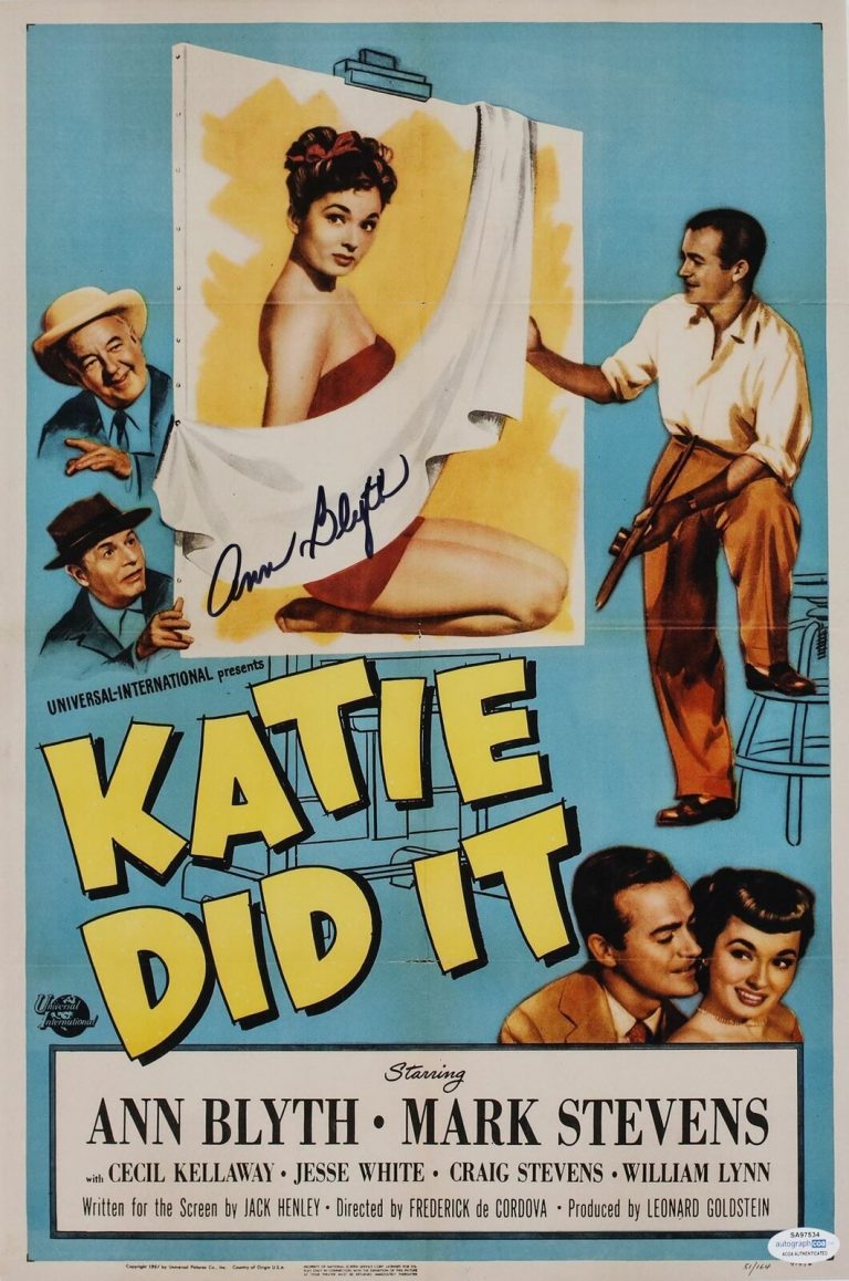 ANN BLYTH SIGNED KATIE DID IT 12X18 MOVIE POSTER ACOA COLLECTIBLE MEMORABILIA