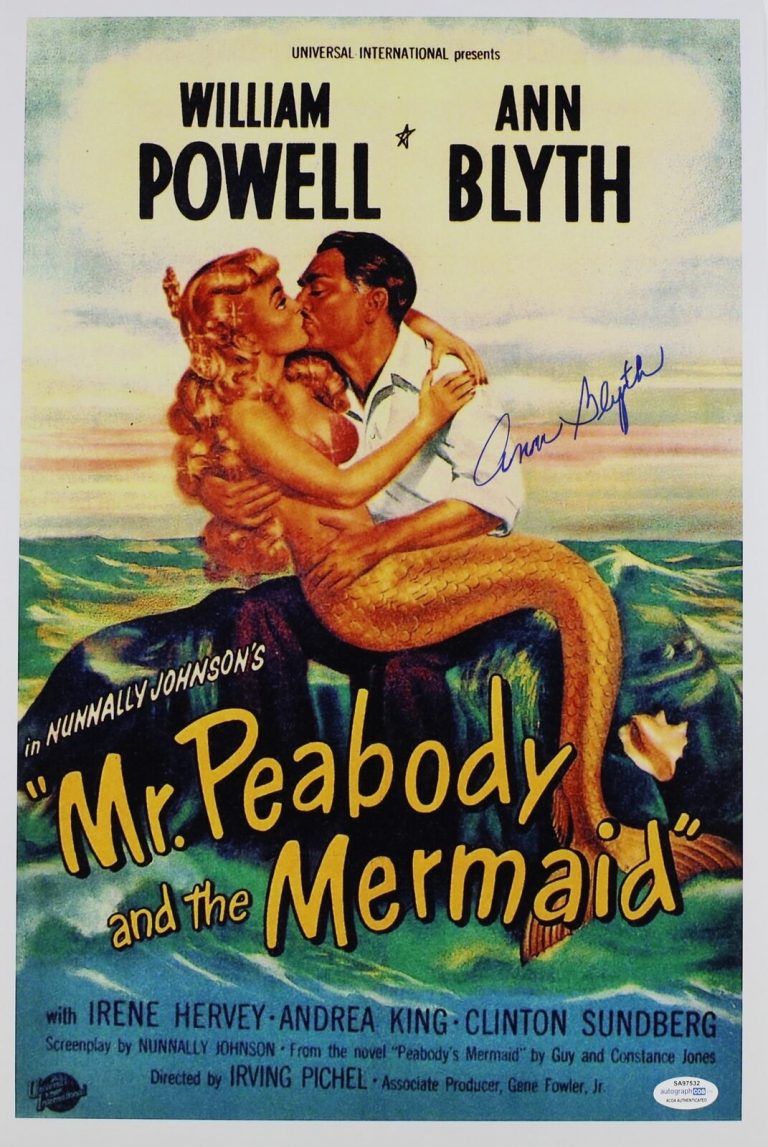 ANN BLYTH SIGNED MR. PEABODY AND THE MERMAID 12X18 MOVIE POSTER ACOA COLLECTIBLE MEMORABILIA