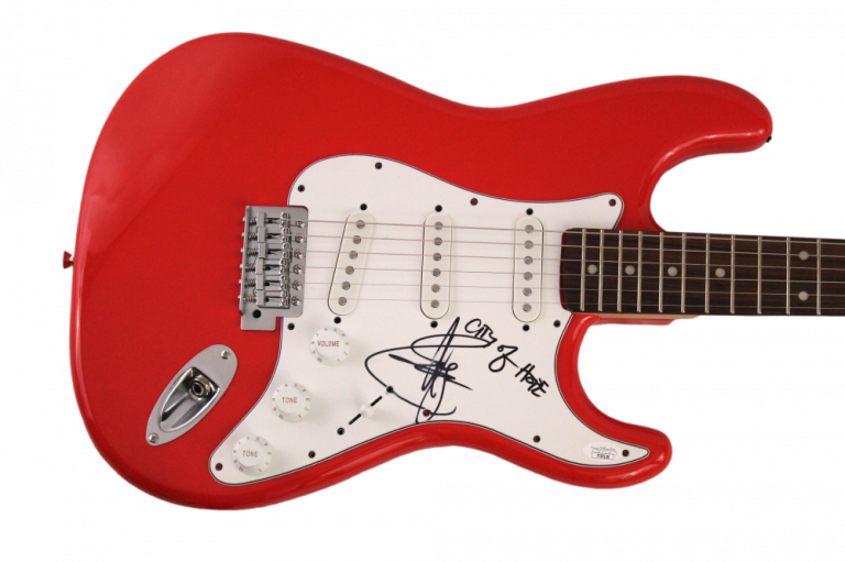 ARNEL PINEDA SIGNED AUTOGRAPH FULL SIZE RED FENDER ELECTRIC GUITAR JOURNEY – JSA COLLECTIBLE MEMORABILIA