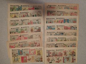 BEETLE BAILEY LOT OF 15 ORIGINAL SUNDAY NEWSPAPER CLIPPINGS 1957 VINTAGE+RARE COLLECTIBLE MEMORABILIA