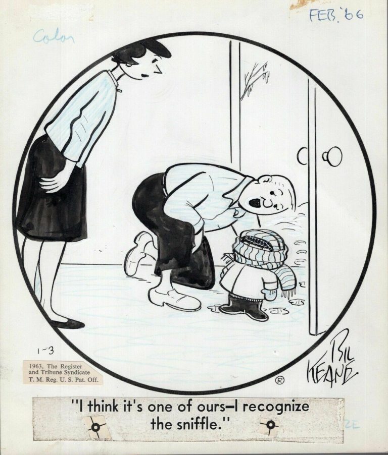 BIL KEANE SIGNED ORIGINAL ART DAILY 1963 VINTAGE+VERY RARE FAMILY CIRCUS COLLECTIBLE MEMORABILIA