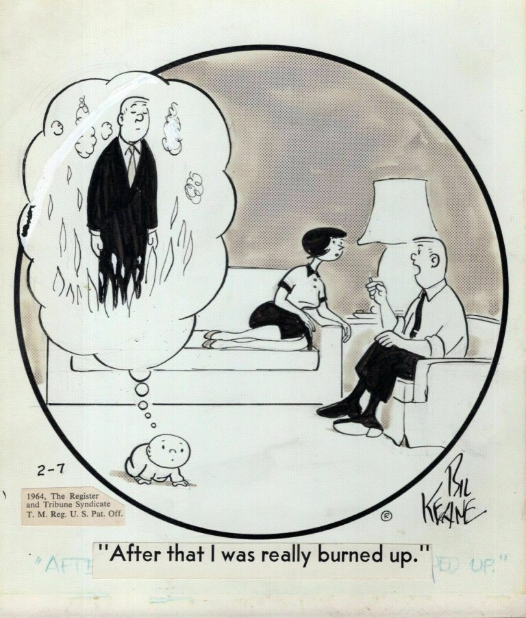 BIL KEANE SIGNED ORIGINAL ART DAILY 1964 VINTAGE+VERY RARE FAMILY CIRCUS COLLECTIBLE MEMORABILIA