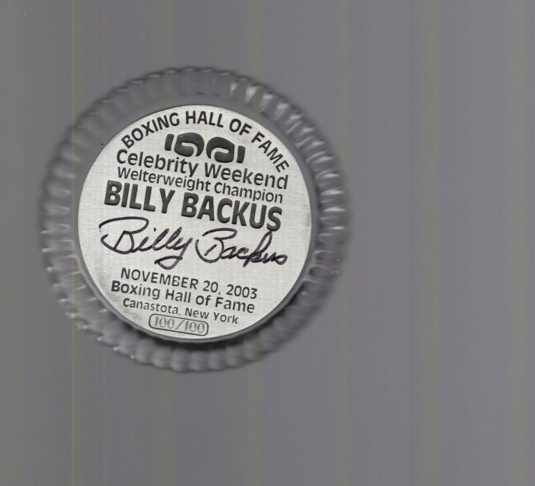 BILLY BACKUS HAND SIGNED BOXING HOF PAPERWEIGHT+COA VERY RARE 100/100 COLLECTIBLE MEMORABILIA