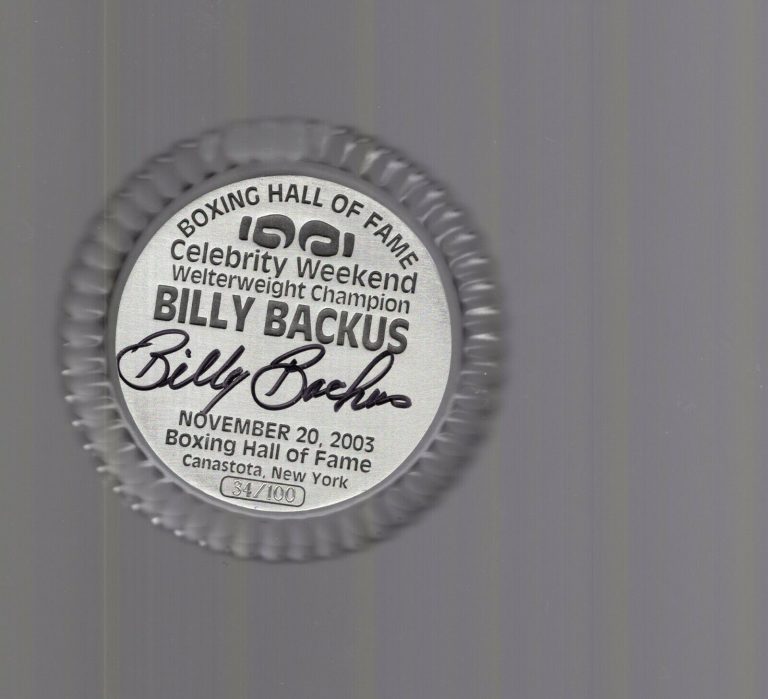 BILLY BACKUS HAND SIGNED BOXING HOF PAPERWEIGHT VERY RARE 34/100 JSA COLLECTIBLE MEMORABILIA