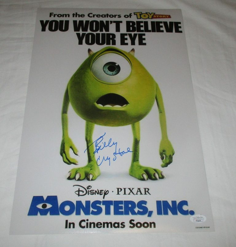BILLY CRYSTAL SIGNED MONSTERS, INC. 12X18 MOVIE POSTER 2 JSA COLLECTIBLE MEMORABILIA