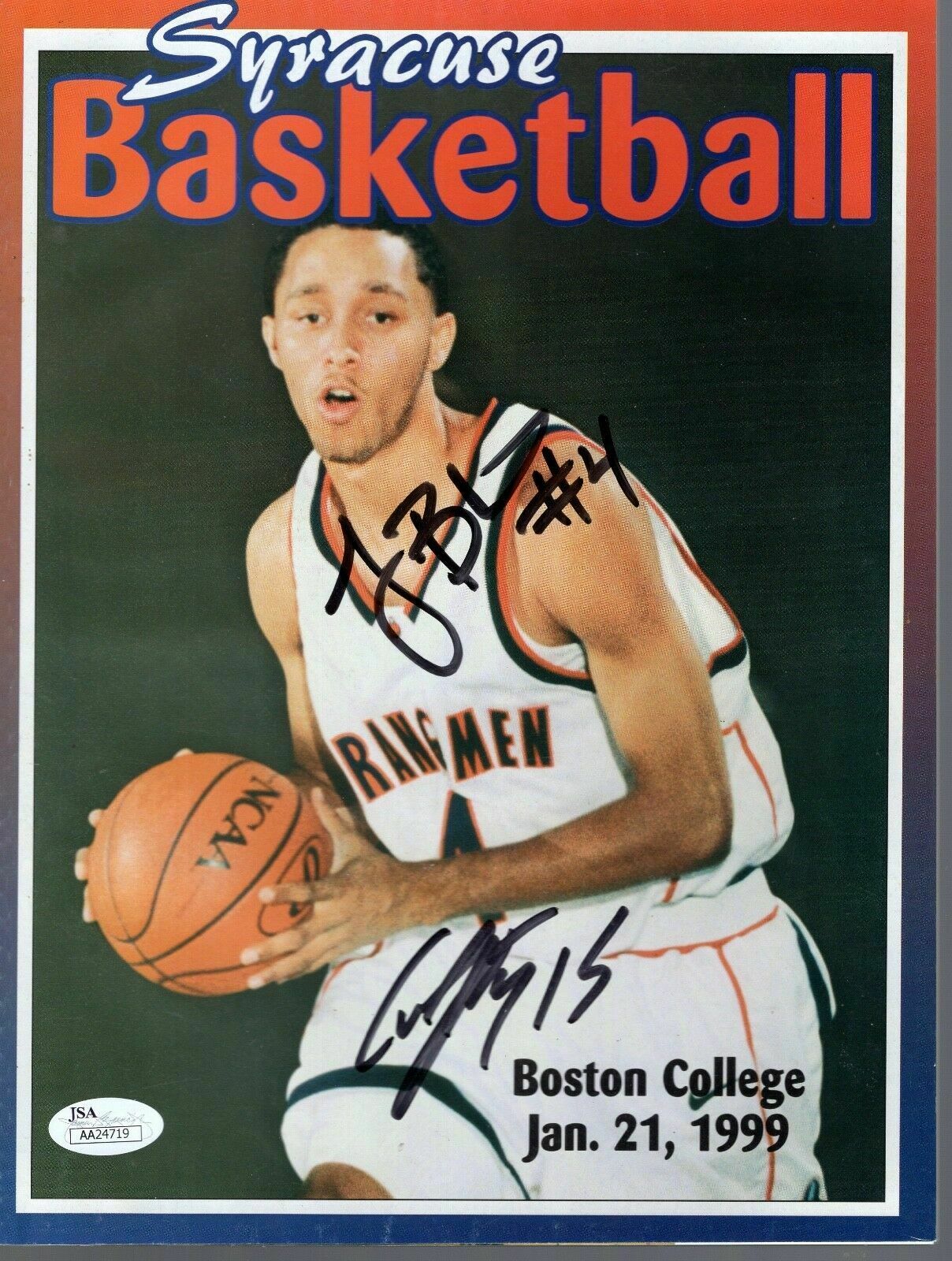 CARMELO ANTHONY AUTOGRAPHED SYRACUSE BK PROGRAM TONY BLAND JSA COA