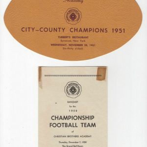 CBA CHRISTIAN BROTHERS ACADEMY VINTAGE FOOTBALL ITEMS FROM 1950+1951 SYRACUSE NY