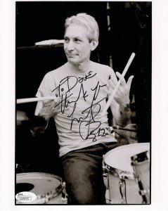 CHARLIE WATTS HAND SIGNED 8×10 PHOTO ROLLING STONES DRUMMER TO DAVE JSA COLLECTIBLE MEMORABILIA