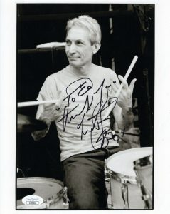 CHARLIE WATTS HAND SIGNED 8×10 PHOTO ROLLING STONES DRUMMER TO ED JSA COLLECTIBLE MEMORABILIA