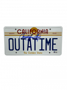 CHRISTOPHER LLOYD SIGNED BACK TO THE FUTURE OUTATIME LICENSE PLATE AUTO BAS 15 COLLECTIBLE MEMORABILIA