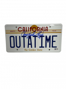 CHRISTOPHER LLOYD SIGNED BACK TO THE FUTURE OUTATIME LICENSE PLATE AUTO BAS 16 COLLECTIBLE MEMORABILIA