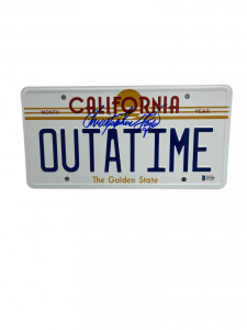 CHRISTOPHER LLOYD SIGNED BACK TO THE FUTURE OUTATIME LICENSE PLATE AUTO BAS 17 COLLECTIBLE MEMORABILIA