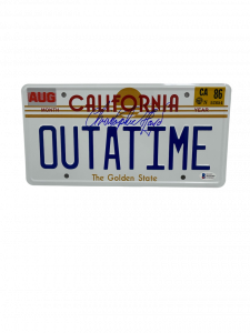 CHRISTOPHER LLOYD SIGNED BACK TO THE FUTURE OUTATIME LICENSE PLATE AUTO BAS 31 COLLECTIBLE MEMORABILIA