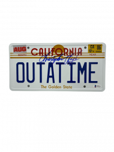 CHRISTOPHER LLOYD SIGNED BACK TO THE FUTURE OUTATIME LICENSE PLATE AUTO BAS 33 COLLECTIBLE MEMORABILIA