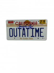 CHRISTOPHER LLOYD SIGNED BACK TO THE FUTURE OUTATIME LICENSE PLATE AUTO BAS 36 COLLECTIBLE MEMORABILIA