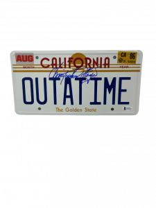 CHRISTOPHER LLOYD SIGNED BACK TO THE FUTURE OUTATIME LICENSE PLATE AUTO BAS 42 COLLECTIBLE MEMORABILIA
