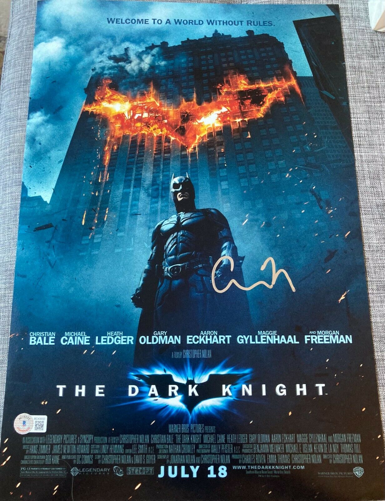 CHRISTOPHER NOLAN SIGNED AUTOGRAPH THE DARK KNIGHT 12x18 MOVIE POSTER ...