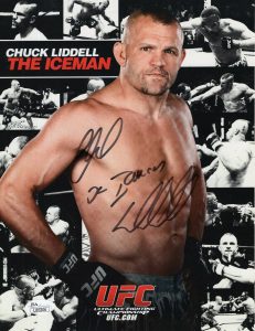 CHUCK LIDDELL HAND SIGNED 8×11 COLOR PHOTO ICEMAN UFC LEGEND JSA COLLECTIBLE MEMORABILIA