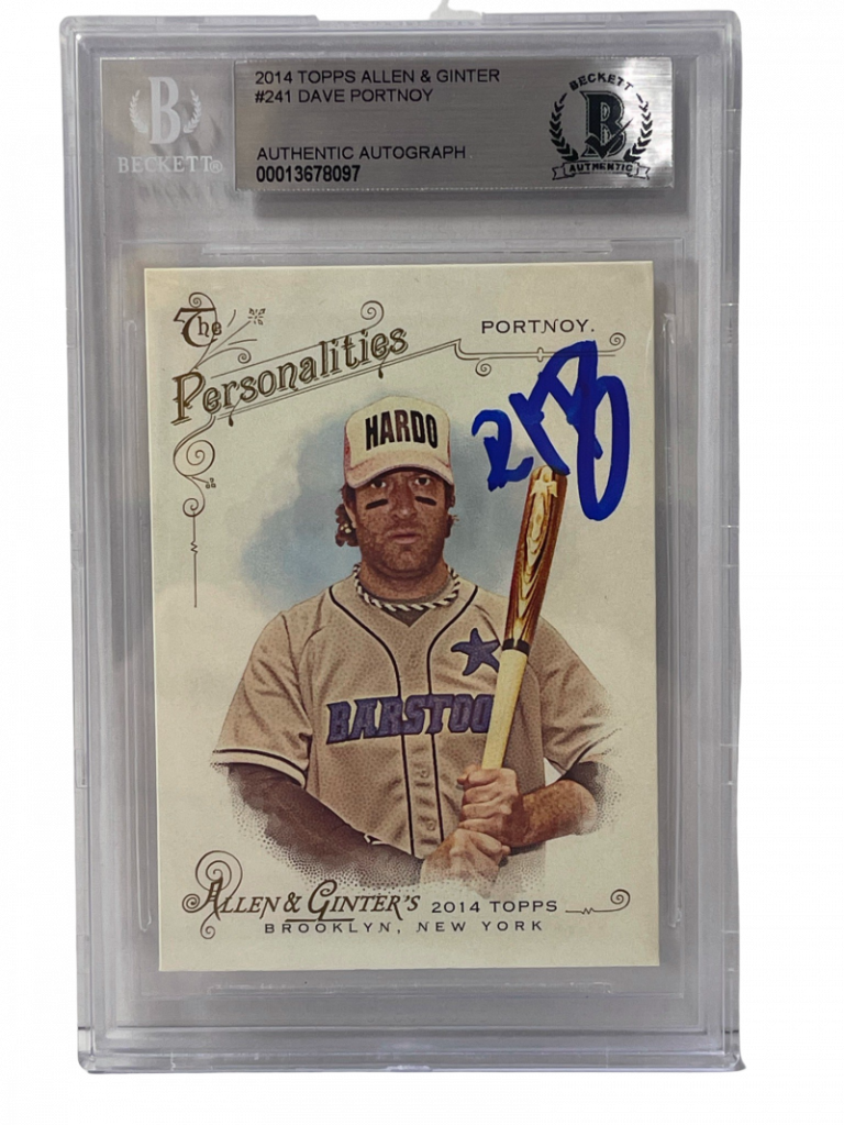DAVE PORTNOY SIGNED 2014 TOPPS ALLEN AND GINTER BASEBALL CARD BECKETT SLABBED COLLECTIBLE MEMORABILIA