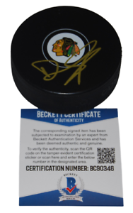 DEREK KING SIGNED (CHICAGO BLACKHAWKS) SOUVENIR HOCKEY PUCK BECKETT BAS BC90346 COLLECTIBLE MEMORABILIA