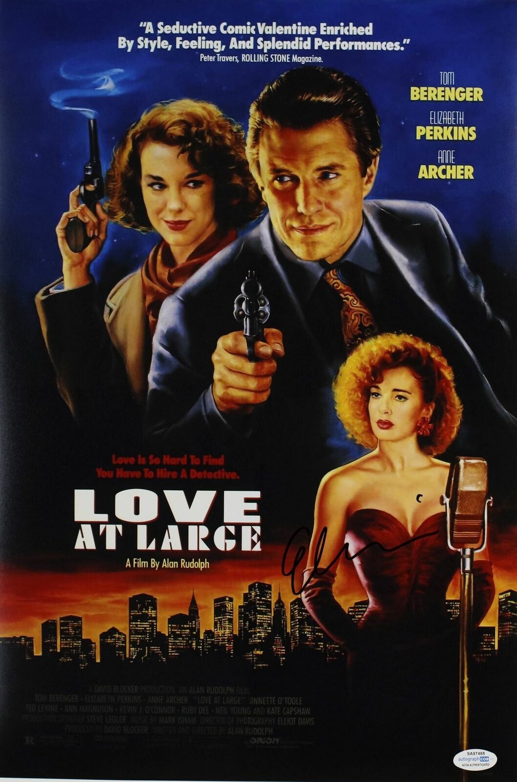 ELIZABETH PERKINS SIGNED LOVE AT LARGE 12X18 MOVIE POSTER ACOA ...