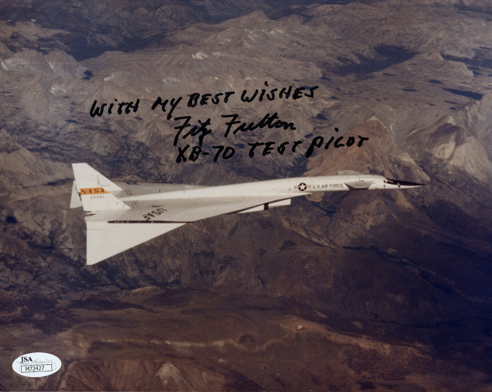 FITZ FULTON HAND SIGNED 8x10 COLOR PHOTO AIR FORCE XB-70 TEST PILOT JSA ...