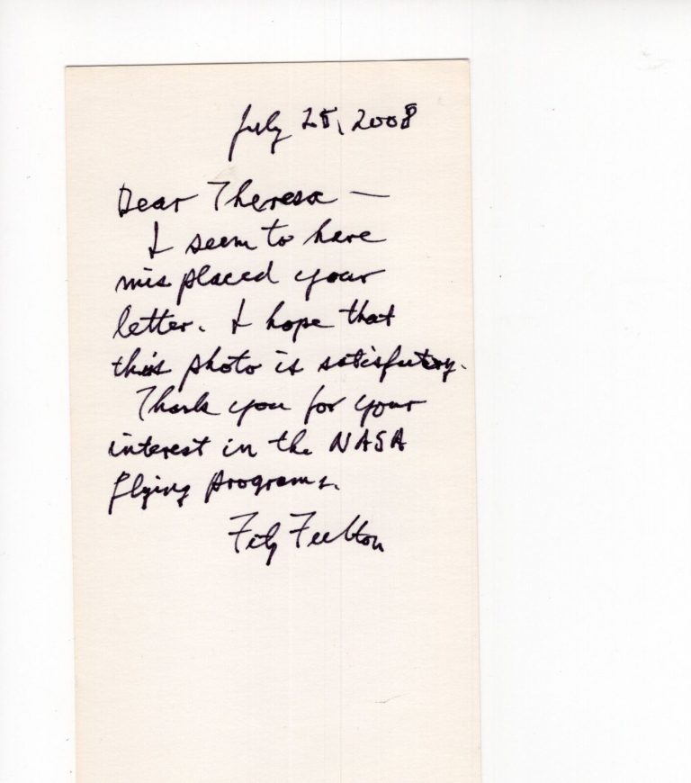FITZ FULTON HAND SIGNED HAND WRITTEN 3×7 NOTE+COA GREAT NASA TEST PILOT COLLECTIBLE MEMORABILIA