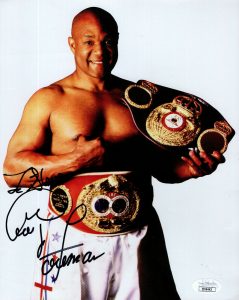 GEORGE FOREMAN HAND SIGNED 8×10 COLOR PHOTO BOXING LEGEND TO STEVE JSA COLLECTIBLE MEMORABILIA
