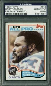 GIANTS HARRY CARSON AUTHENTIC SIGNED CARD 1982 TOPPS #418 PSA/DNA SLABBED COLLECTIBLE MEMORABILIA