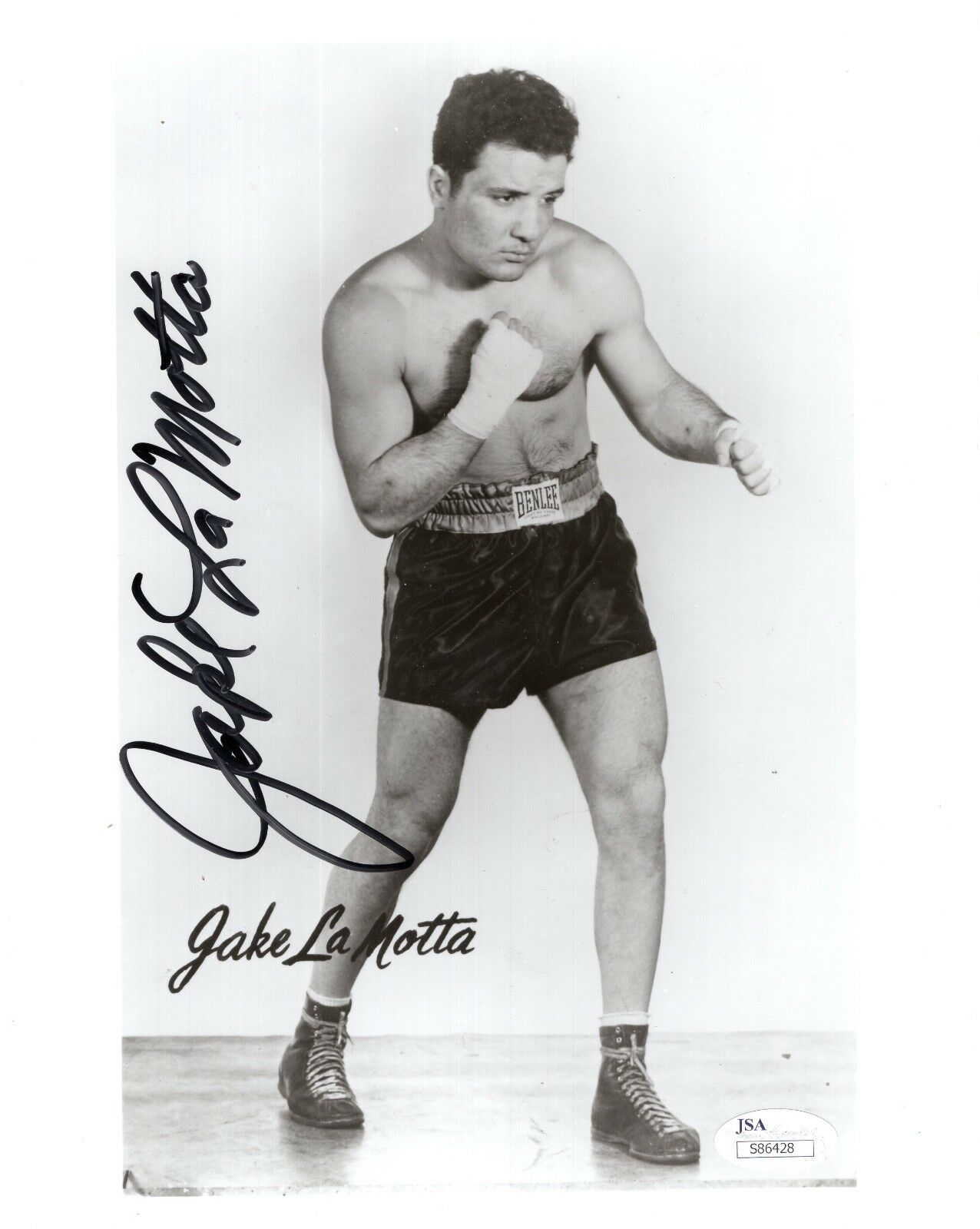 JAKE LAMOTTA HAND SIGNED 8x10 PHOTO BEST POSE RAGING BULL JSA | Autographia