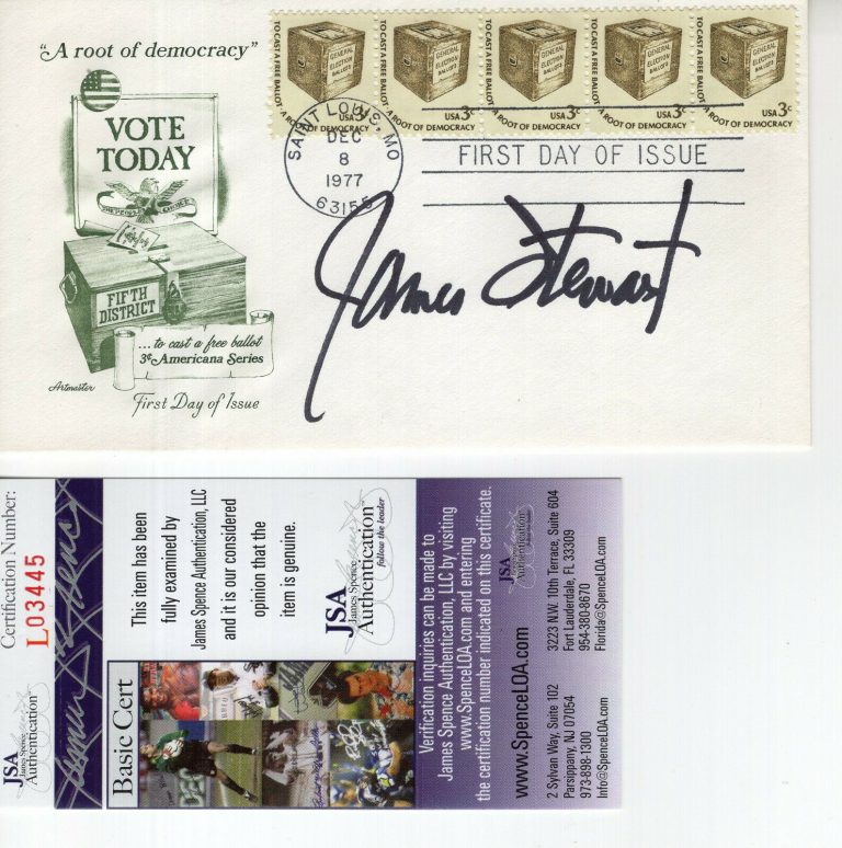 JAMES STEWART HAND SIGNED VOTE TODAY FIRST DAY COVER 1977 VINTAGE+RARE JSA COLLECTIBLE MEMORABILIA