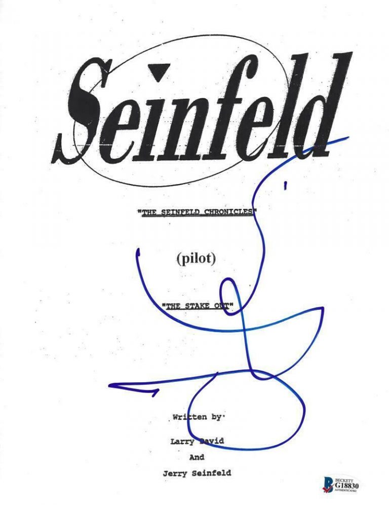 JERRY SEINFELD SIGNED “SEINFELD” PILOT FULL SCRIPT “THE STAKE OUT” BECKETT COA C COLLECTIBLE MEMORABILIA