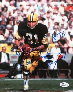 JIM TAYLOR HAND SIGNED 8×10 COLOR PHOTO PACKER HOF 76 TO MICHAEL JSA COLLECTIBLE MEMORABILIA