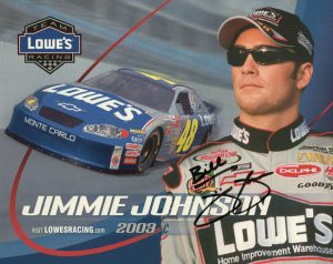 JIMMIE JOHNSON HAND SIGNED 8×10 COLOR PHOTO 2003+COA NASCAR LEGEND TO BILL COLLECTIBLE MEMORABILIA