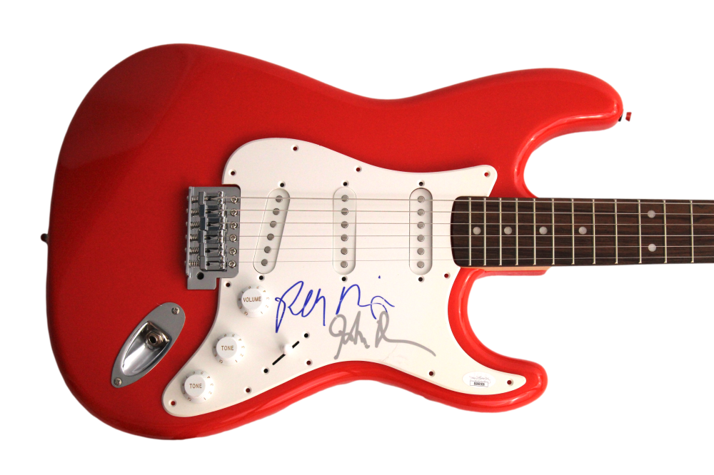 JOHN DENSMORE ROBBY KRIEGER SIGNED AUTOGRAPH R FENDER ELECTRIC GUITAR ...