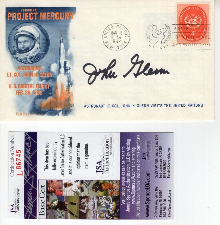 JOHN GLENN SIGNED VINTAGE FIRST DAY COVER FROM 1962 PROJECT MERCURY JSA COLLECTIBLE MEMORABILIA