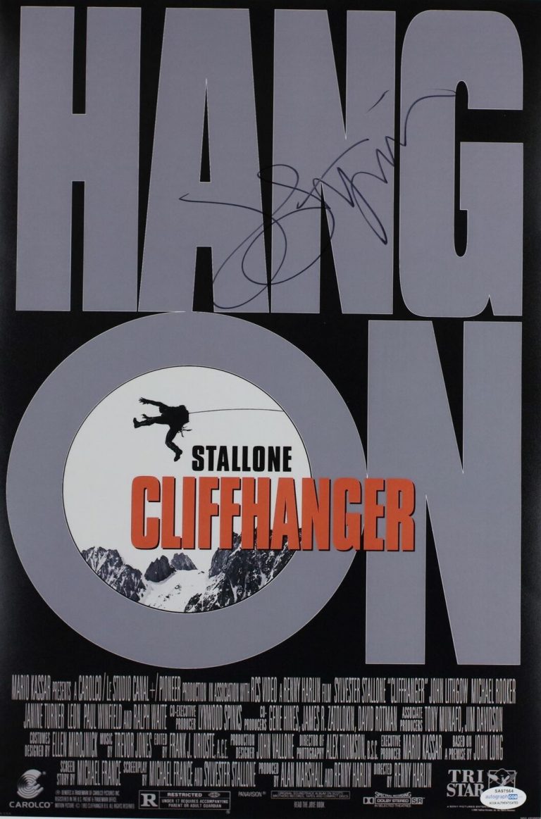 JOHN LITHGOW SIGNED CLIFFHANGER 12X18 MOVIE POSTER ACOA COLLECTIBLE MEMORABILIA