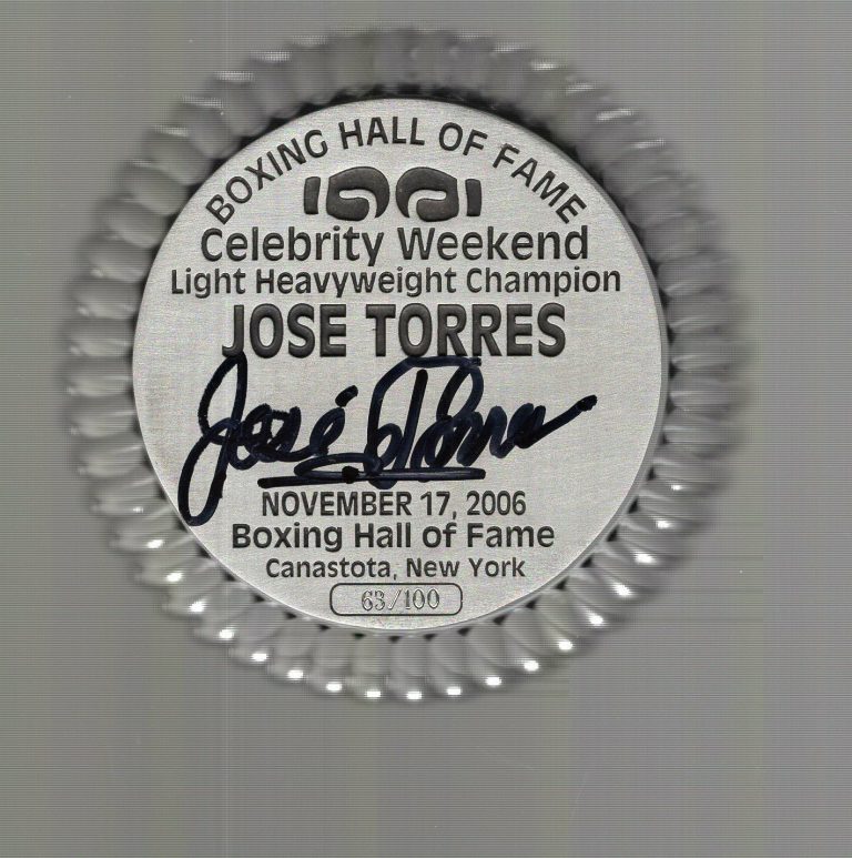 JOSE TORRES HAND SIGNED BOXING HOF PAPERWEIGHT+COA VERY RARE 63/100 COLLECTIBLE MEMORABILIA