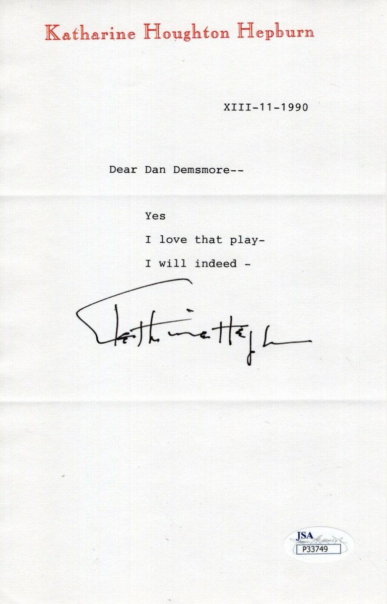 KATHARINE HEPBURN HAND SIGNED LETTER ON LETTERHEAD I LOVE THAT PLAY JSA COLLECTIBLE MEMORABILIA