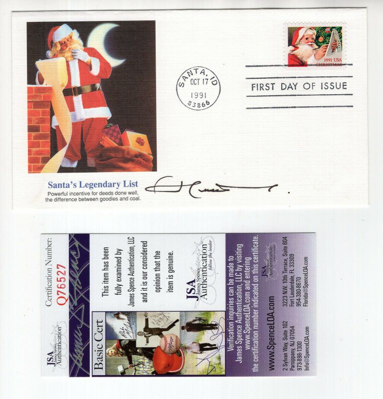 KING HUSSEIN HAND SIGNED 1991 XMAS FIRST DAY COVER KING OF JORDAN JSA COLLECTIBLE MEMORABILIA