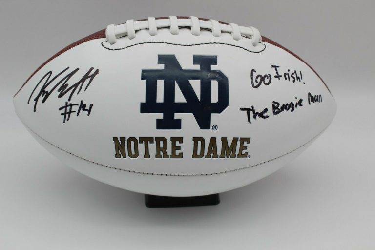 KYLE HAMILTON SIGNED NOTRE DAME FIGHTING IRISH LOGO FOOTBALL W/JSA COA WITNESS A COLLECTIBLE MEMORABILIA