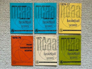 LOT OF 6 VINTAGE NCAA GAME-BY-GAME BASKETBALL SCORES BOOKS RARE 70,71,75,76+78 COLLECTIBLE MEMORABILIA