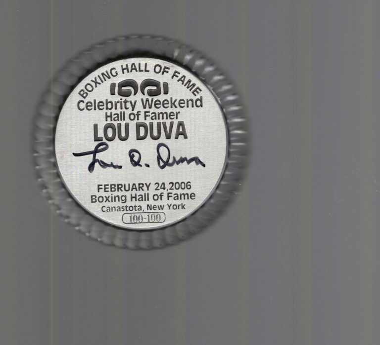 LOU DUVA HAND SIGNED BOXING HOF PAPERWEIGHT+COA VERY RARE 100/100 COLLECTIBLE MEMORABILIA