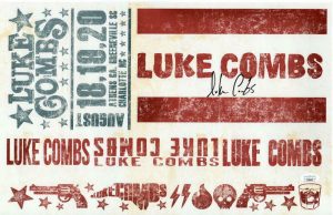 LUKE COMBS SIGNED AUTOGRAPH 11X17 CONCERT TOUR POSTER – 8/18 8/19 8/20 2016 JSA COLLECTIBLE MEMORABILIA