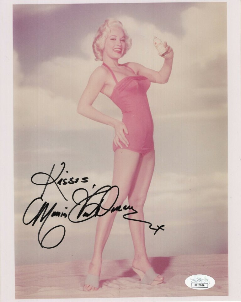 Mamie Van Doren Hand Signed 8x10 Photo Sexy Actress In Red Swimsuit Sa Autographia 4954