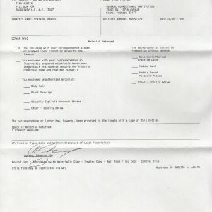 MANUEL NORIEGA PANAMA DEPT OF JUSTICE DOCUMENT FROM 1999 UNIQUE+VERY RARE